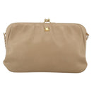 CELINE Chain Shoulder Bag Leather Beige Gold Auth YKZ364-13