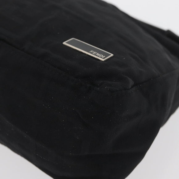 FENDI Zucca Canvas Pouch Black Silver Auth YKZ366