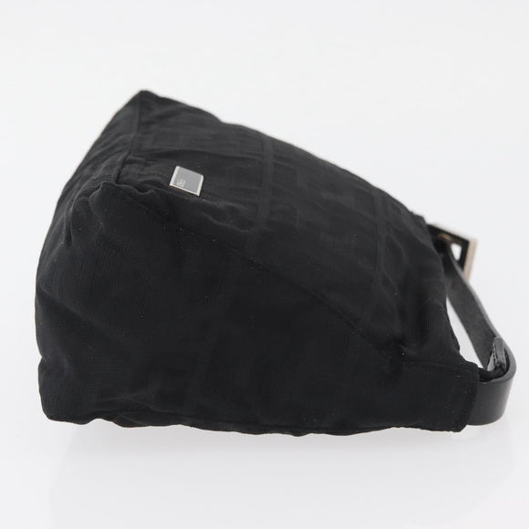 FENDI Zucca Canvas Pouch Black Silver Auth YKZ366