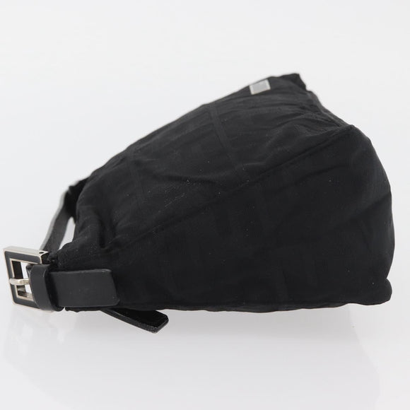 FENDI Zucca Canvas Pouch Black Silver Auth YKZ366