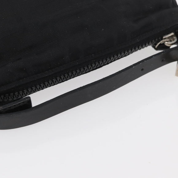 FENDI Zucca Canvas Pouch Black Silver Auth YKZ366