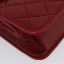 CHANEL Matelasse Chain Shoulder Bag Lamb Skin Red Gold CC Auth YKZ368-15