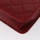 CHANEL Matelasse Chain Shoulder Bag Lamb Skin Red Gold CC Auth YKZ368-18