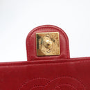 CHANEL Matelasse Chain Shoulder Bag Lamb Skin Red Gold CC Auth YKZ368-8