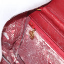 CHANEL Matelasse Chain Shoulder Bag Lamb Skin Red Gold CC Auth YKZ368-25