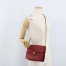 CHANEL Matelasse Chain Shoulder Bag Lamb Skin Red Gold CC Auth YKZ368-26