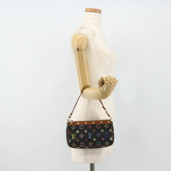 LOUIS VUITTON Monogram Multicolor Pochette Pouch Black M92648 LV Auth YKZ374