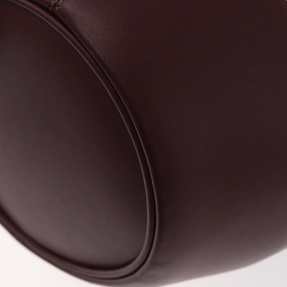 CARTIER Must Line Purse Shoulder Bag Leather Bordeaux Gold Auth YKZ388