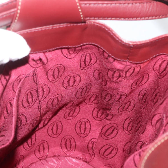 CARTIER Must Line Purse Shoulder Bag Leather Bordeaux Gold Auth YKZ388