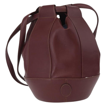CARTIER Must Line Purse Shoulder Bag Leather Bordeaux Gold Auth YKZ388 - 0