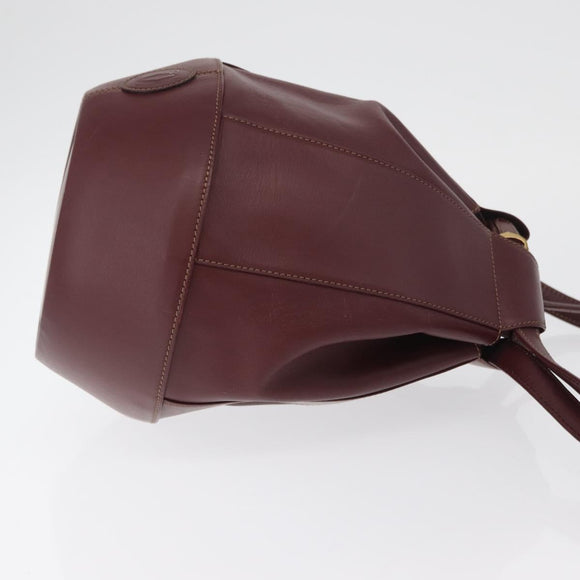 CARTIER Must Line Purse Shoulder Bag Leather Bordeaux Gold Auth YKZ388