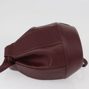 CARTIER Must Line Purse Shoulder Bag Leather Bordeaux Gold Auth YKZ388-4