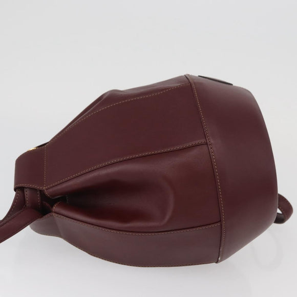 CARTIER Must Line Purse Shoulder Bag Leather Bordeaux Gold Auth YKZ388