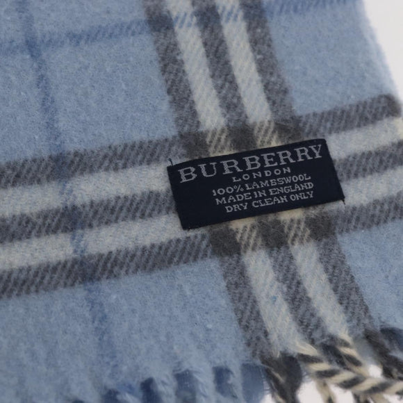 BURBERRY Nova Check Scarf Wool Light Blue Auth YKZ391