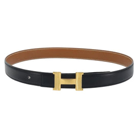 HERMES Constance Mini H Belt Leather 31.5"" Black Brown Auth YKZ392A
