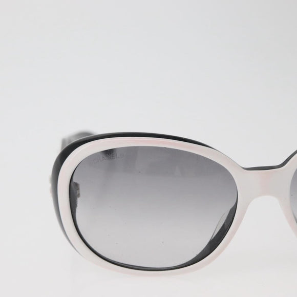 CHANEL Camelia Sunglasses plastic White Black 5113 CC Auth YKZ401