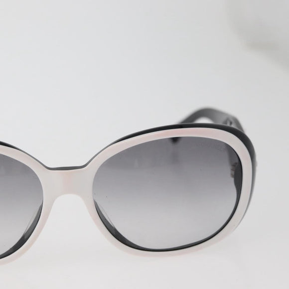CHANEL Camelia Sunglasses plastic White Black 5113 CC Auth YKZ401