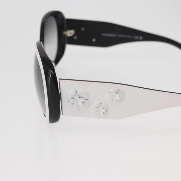 CHANEL Camelia Sunglasses plastic White Black 5113 CC Auth YKZ401