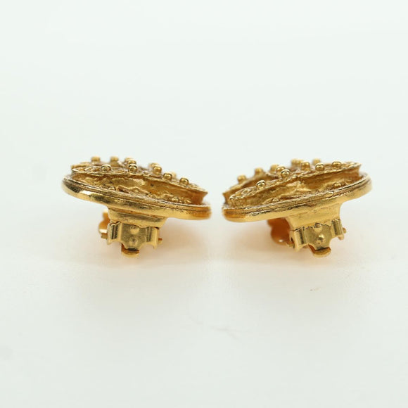 CHANEL Earring metal Gold Tone CC Auth YKZ406M
