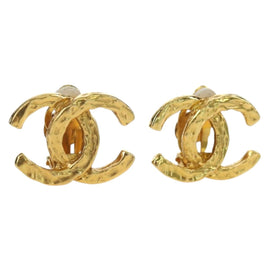 CHANEL Earring metal Gold Tone CC Auth YKZ407M