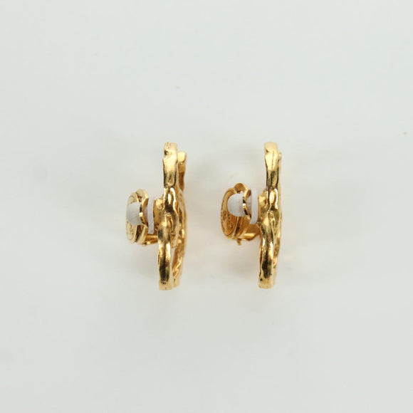 CHANEL Earring metal Gold Tone CC Auth YKZ407M