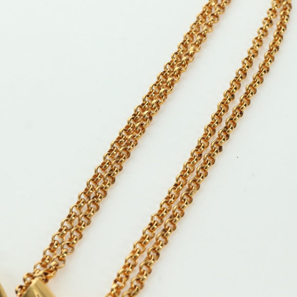 CHANEL Heart Necklace metal Gold Tone CC Auth YKZ408M