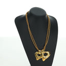 CHANEL Heart Necklace metal Gold Tone CC Auth YKZ408M-18