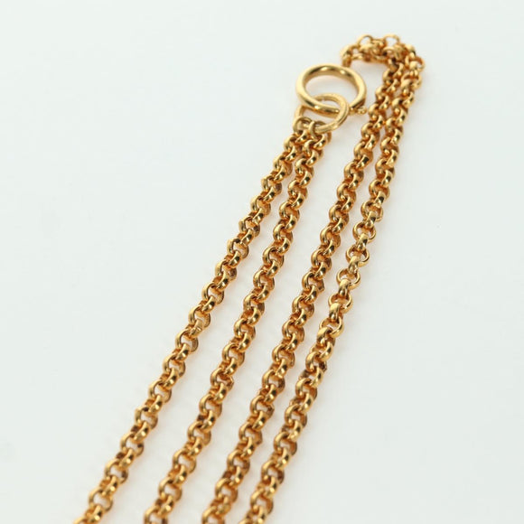 CHANEL Heart Necklace metal Gold Tone CC Auth YKZ408M