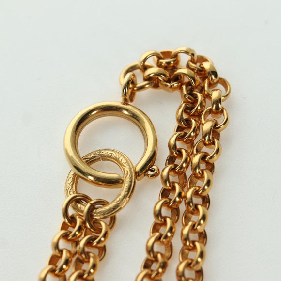 CHANEL Heart Necklace metal Gold Tone CC Auth YKZ408M