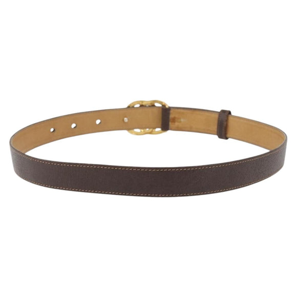 GUCCI Interlocking Belt Leather 31.9"" Brown Gold Auth YKZ409