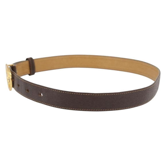 GUCCI Interlocking Belt Leather 31.9"" Brown Gold Auth YKZ409