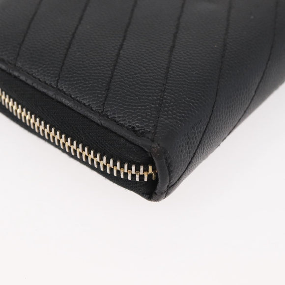 SAINT LAURENT Long Wallet Leather Black Gold Auth YKZ412