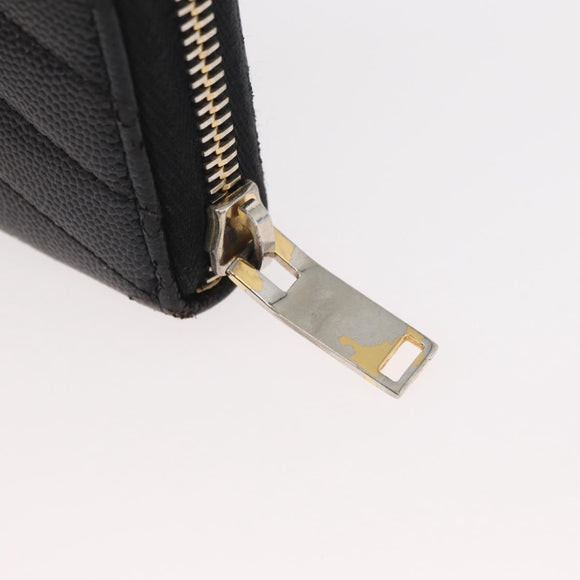 SAINT LAURENT Long Wallet Leather Black Gold Auth YKZ412
