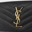 SAINT LAURENT Long Wallet Leather Black Gold Auth YKZ412-17