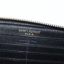 SAINT LAURENT Long Wallet Leather Black Gold Auth YKZ412-18