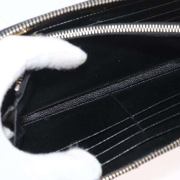 SAINT LAURENT Long Wallet Leather Black Gold Auth YKZ412