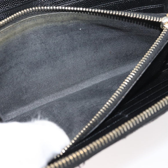 SAINT LAURENT Long Wallet Leather Black Gold Auth YKZ412