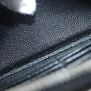 SAINT LAURENT Long Wallet Leather Black Gold Auth YKZ412-12