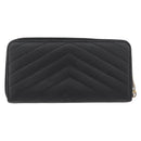 SAINT LAURENT Long Wallet Leather Black Gold Auth YKZ412-2