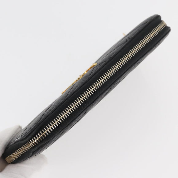 SAINT LAURENT Long Wallet Leather Black Gold Auth YKZ412