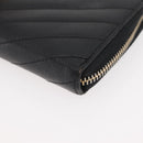 SAINT LAURENT Long Wallet Leather Black Gold Auth YKZ412-14