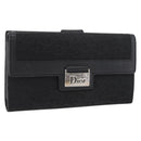 Christian Dior Trotter Canvas Long Wallet Black Silver Auth YKZ413A-1