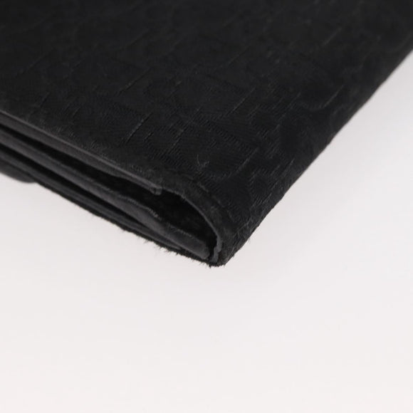 Christian Dior Trotter Canvas Long Wallet Black Silver Auth YKZ413A