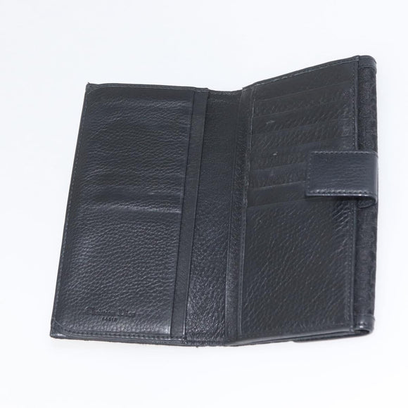 Christian Dior Trotter Canvas Long Wallet Black Silver Auth YKZ413A