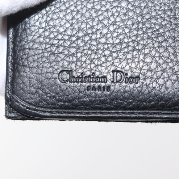 Christian Dior Trotter Canvas Long Wallet Black Silver Auth YKZ413A