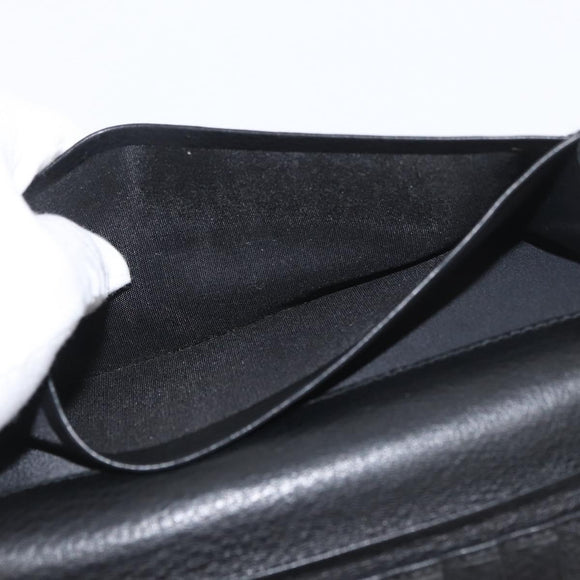 Christian Dior Trotter Canvas Long Wallet Black Silver Auth YKZ413A