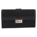 Christian Dior Trotter Canvas Long Wallet Black Silver Auth YKZ413A-2