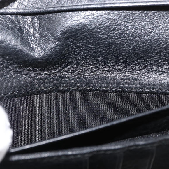 Christian Dior Trotter Canvas Long Wallet Black Silver Auth YKZ413A