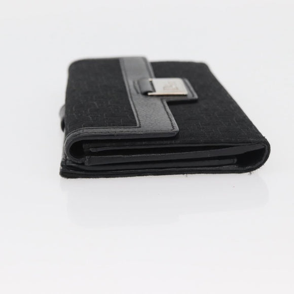 Christian Dior Trotter Canvas Long Wallet Black Silver Auth YKZ413A