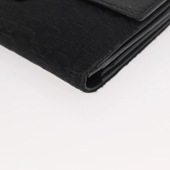 Christian Dior Trotter Canvas Long Wallet Black Silver Auth YKZ413A